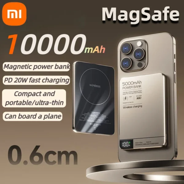 Xiaomi High quality Alloy 10000mAh Fast Charger Power Bank With Battery Powerbank Magnetic Wireless Phone Charger For Magsafe